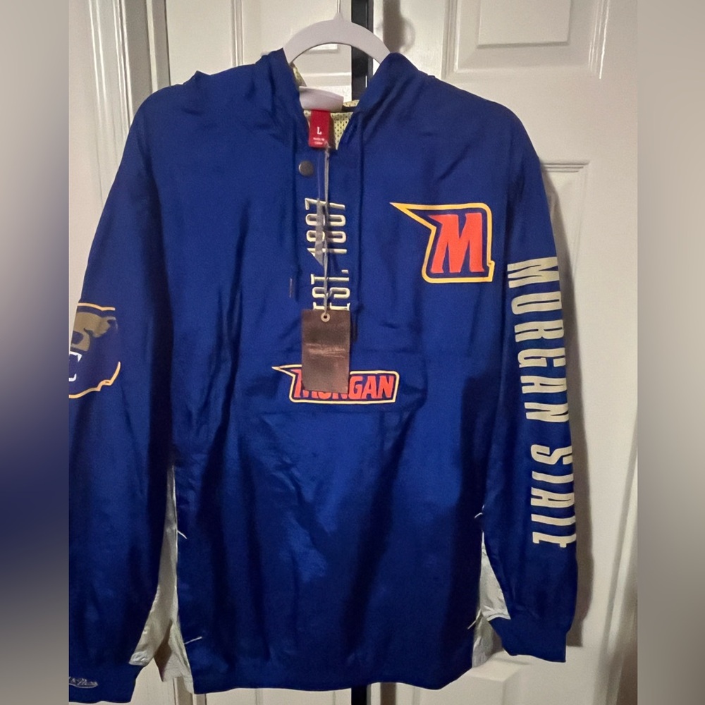 NWT Mitchell & Ness Morgan State HBCU Royal Blue Jacket with Yellow Details